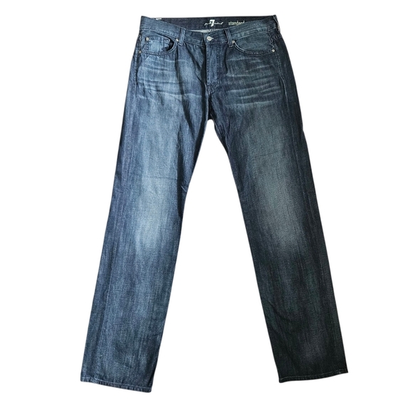 7 For All Mankind Standard Jeans Mens Size 34 (35x34) Button Fly - Picture 2 of 13